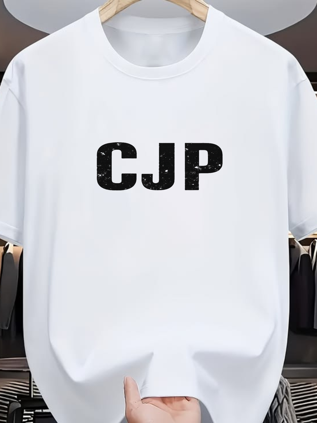 Men Black Oversized 240 GSM Cotton CJP Text Graphic T-Shirt