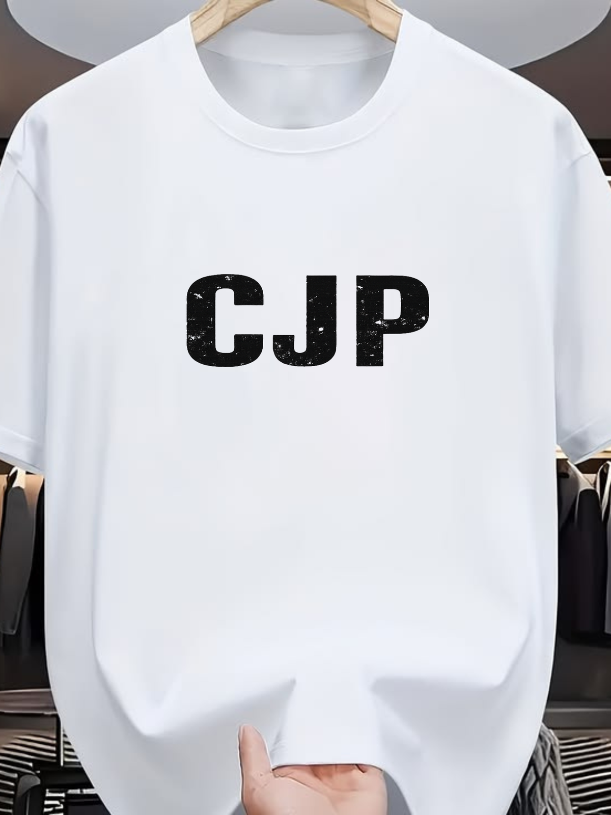 Men Black Oversized 240 GSM Cotton CJP Text Graphic T-Shirt