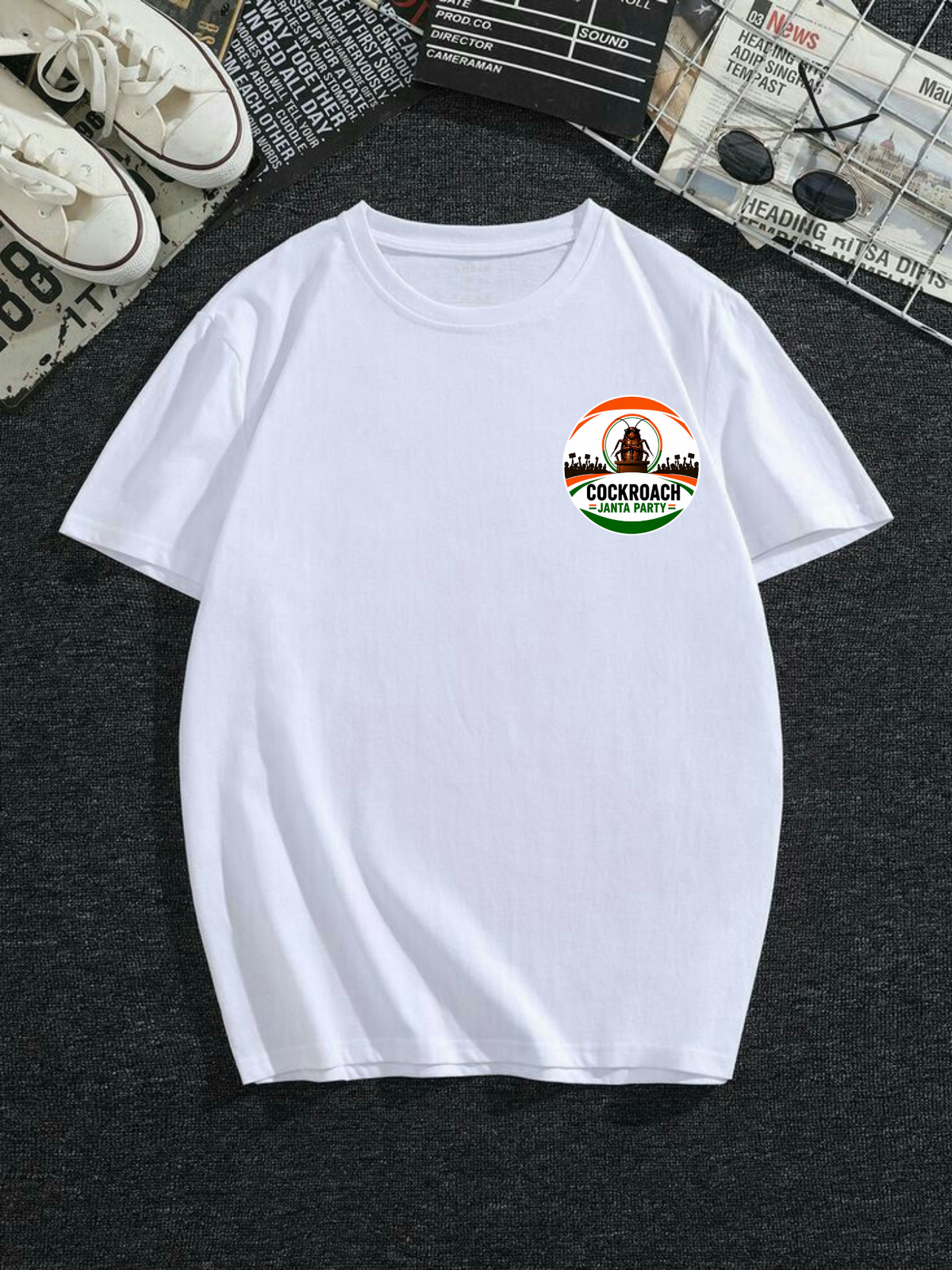 Men Black Oversized 240 GSM Cotton CJP  Logo T-Shirt