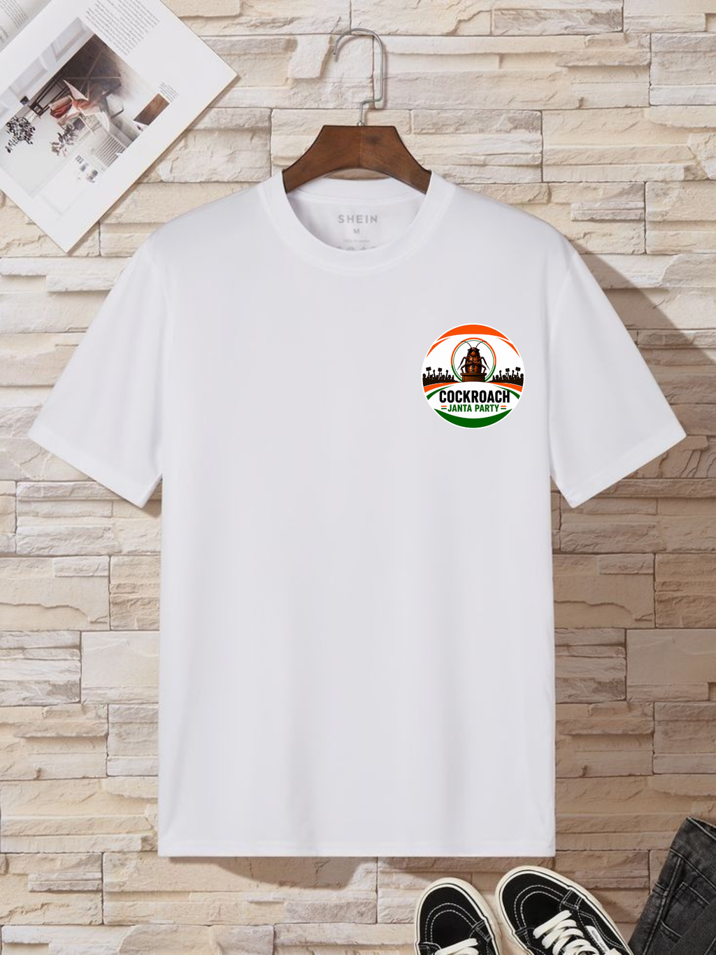 Men Black Oversized 240 GSM Cotton CJP  Logo T-Shirt