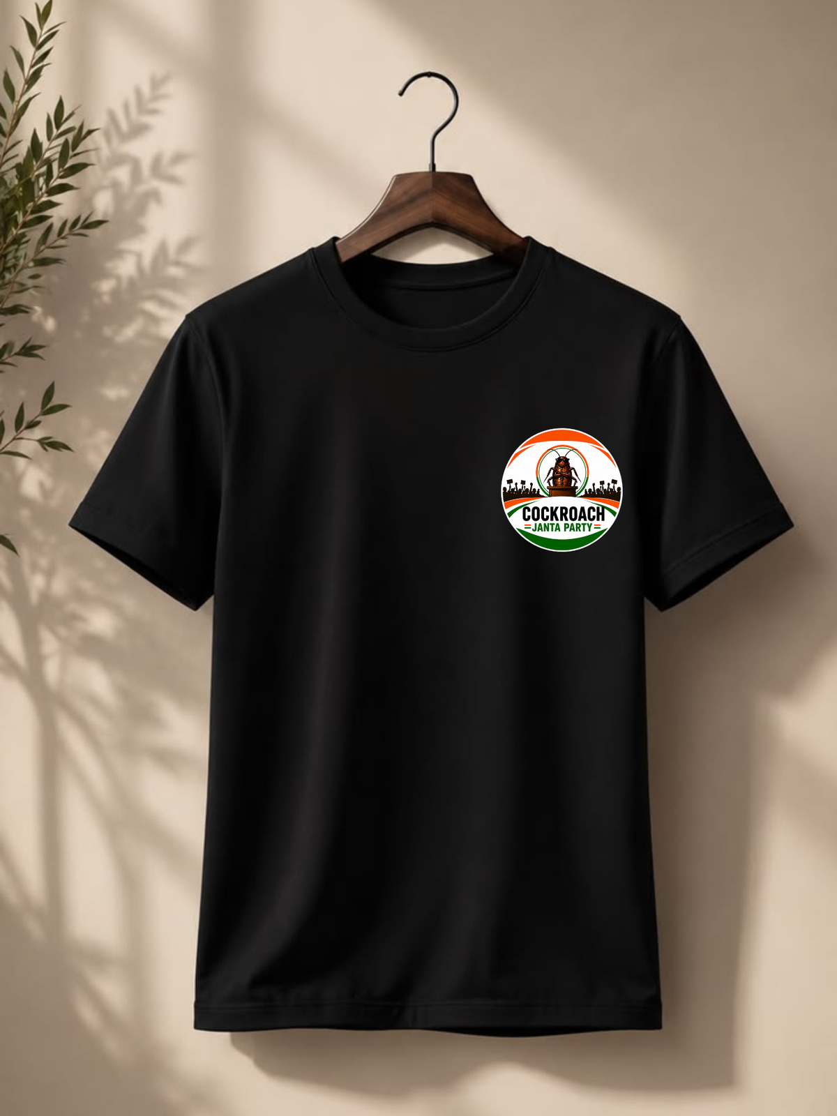 Men Black Oversized 240 GSM Cotton CJP  Logo T-Shirt